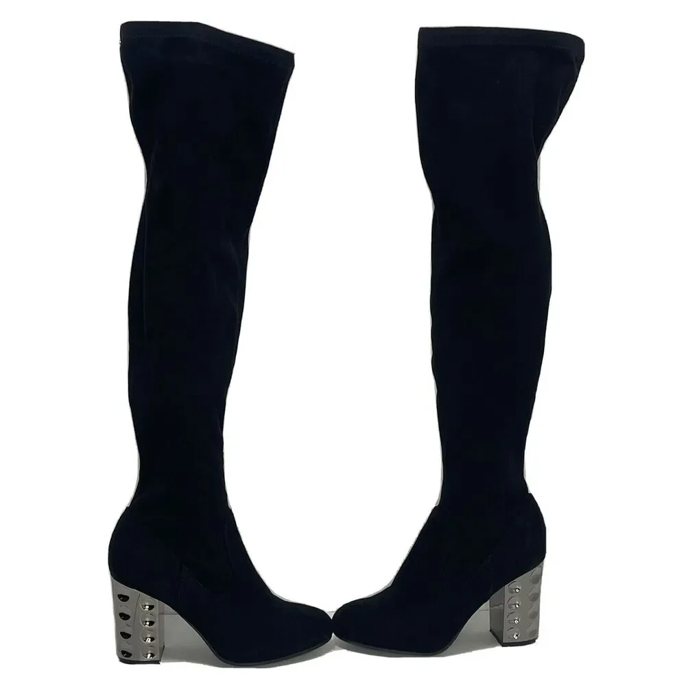 Carlos by Carlos Santana Womens Quantum Thigh High Tall Boots Mirror Heel Sz 7